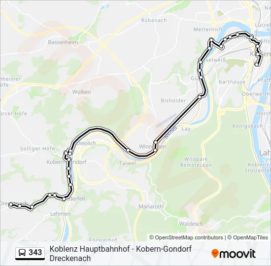 343 Bus Line Map