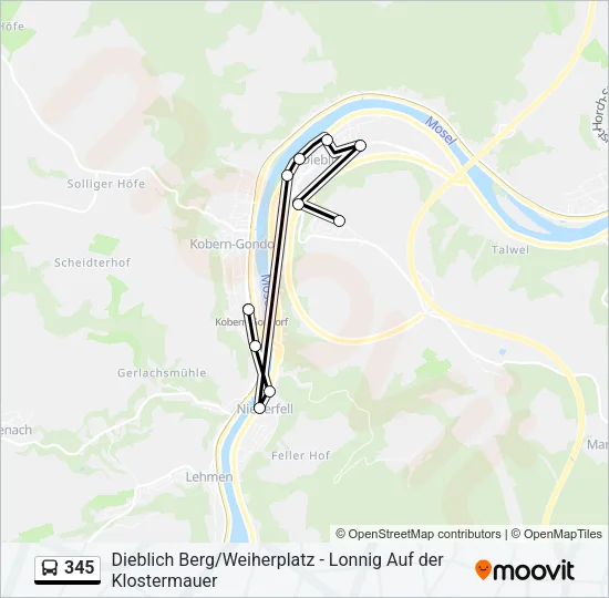 345 Bus Line Map