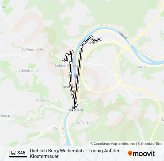 345 Bus Line Map
