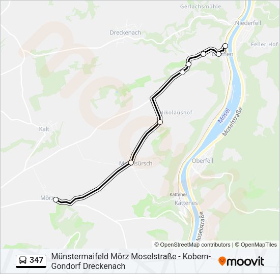 Автобус 347: карта маршрута