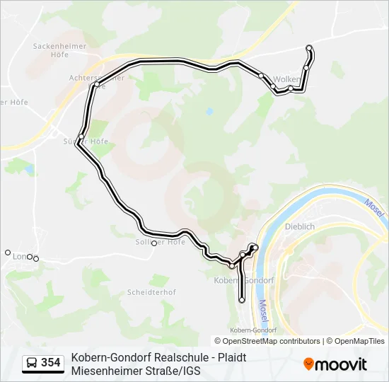354 Bus Line Map