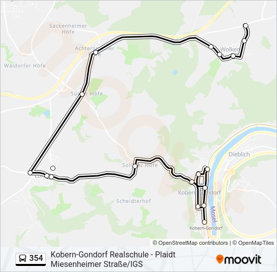Автобус 354: карта маршрута
