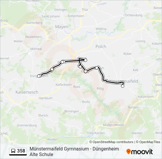 358 Bus Line Map