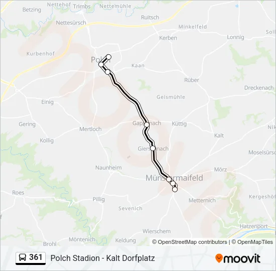 361 Bus Line Map