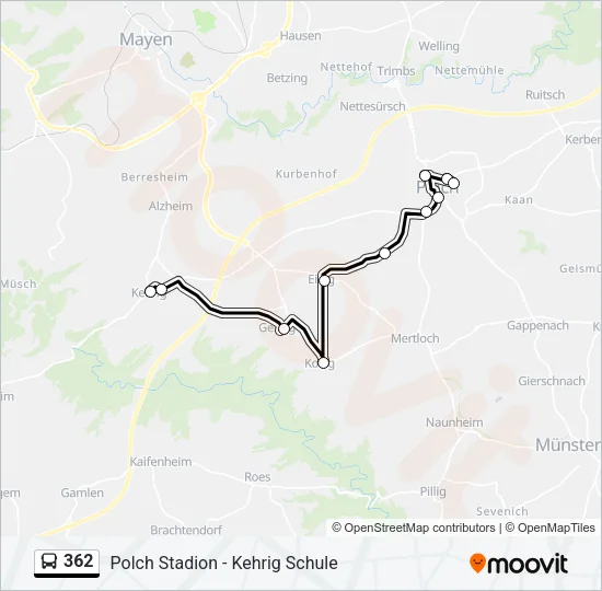 362 Bus Line Map