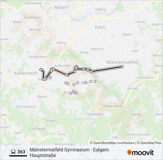 Автобус 363: карта маршрута