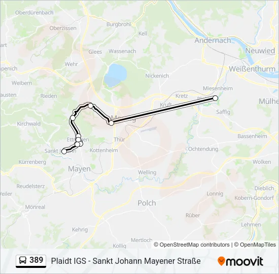 389 Bus Line Map