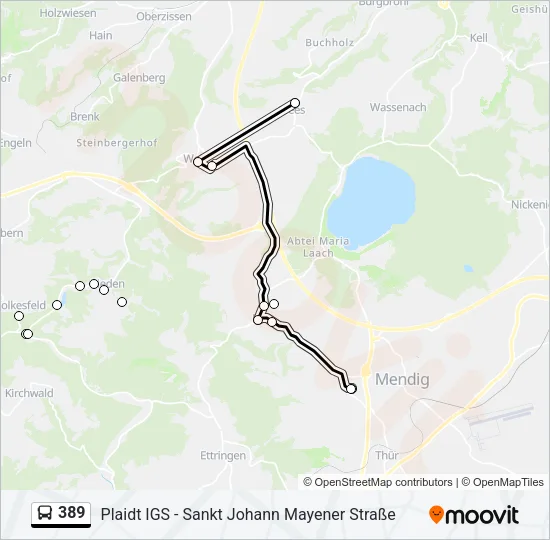 389 Bus Line Map