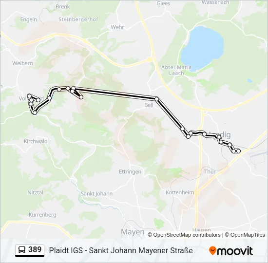 389 Bus Line Map