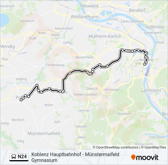 Автобус N24: карта маршрута