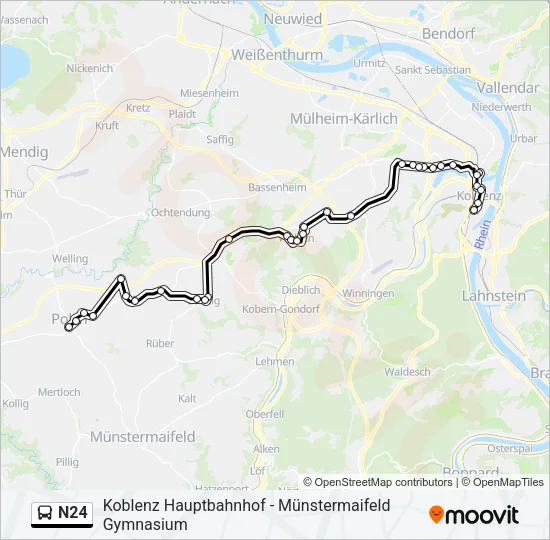 N24 Bus Line Map