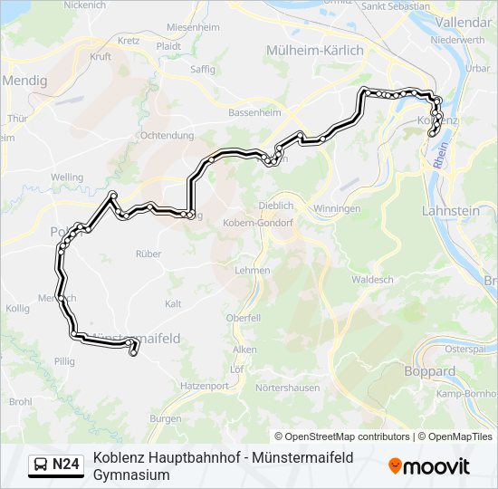 Автобус N24: карта маршрута