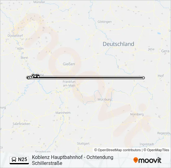 N25 Bus Line Map