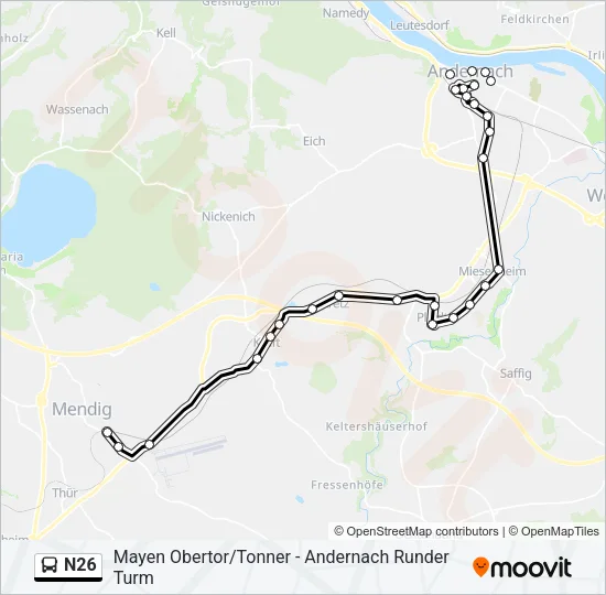 N26 Bus Line Map