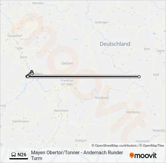 N26 Bus Line Map