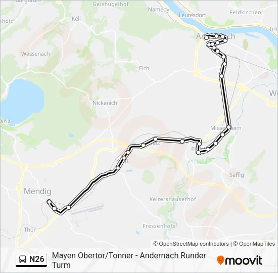 Автобус N26: карта маршрута