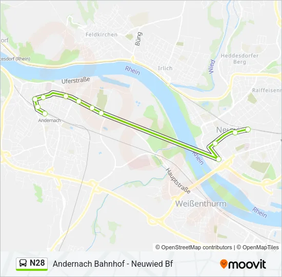 N28 Bus Line Map
