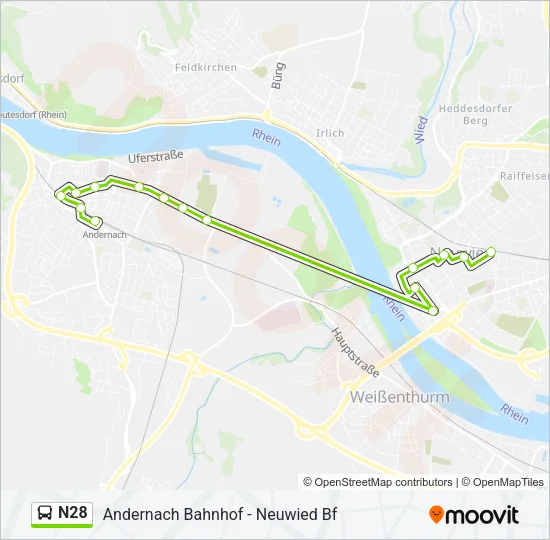 N28 Bus Line Map