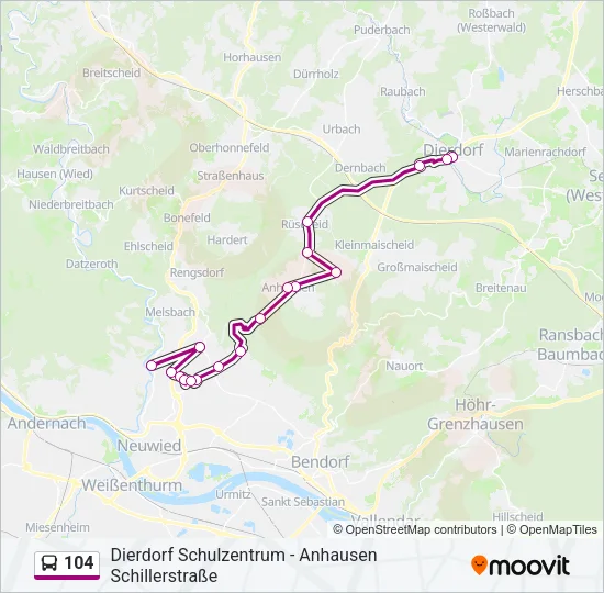 104 Bus Line Map