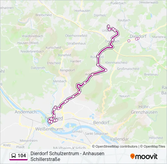 104 Bus Line Map