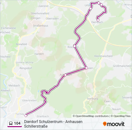 104 Bus Line Map