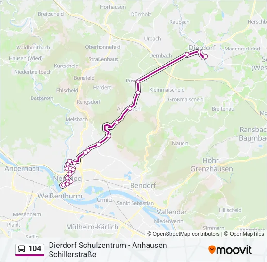 104 Bus Line Map