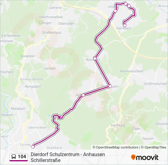 104 Bus Line Map