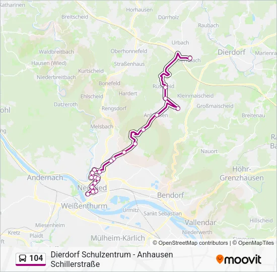 104 Bus Line Map
