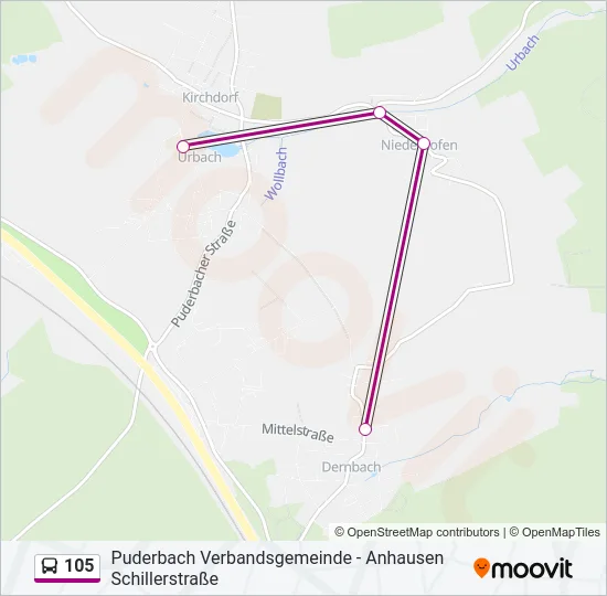 Автобус 105: карта маршрута