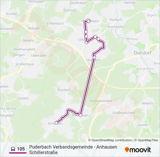 105 Bus Line Map