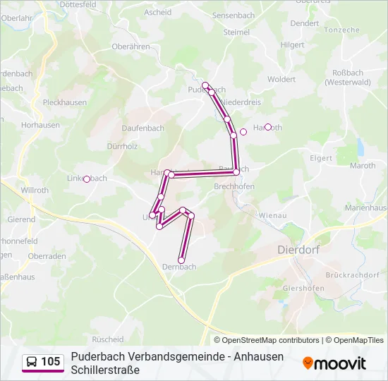 Автобус 105: карта маршрута