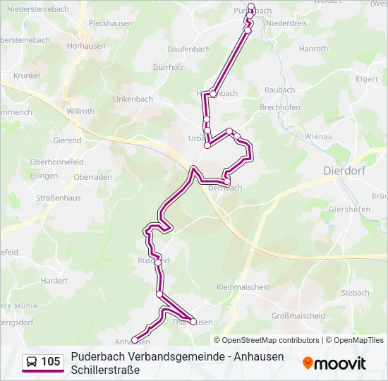 105 Bus Line Map