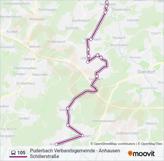 105 Bus Line Map