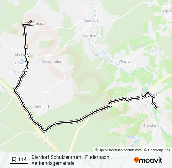 114 Bus Line Map