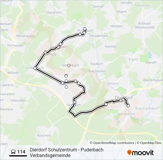 114 Bus Line Map