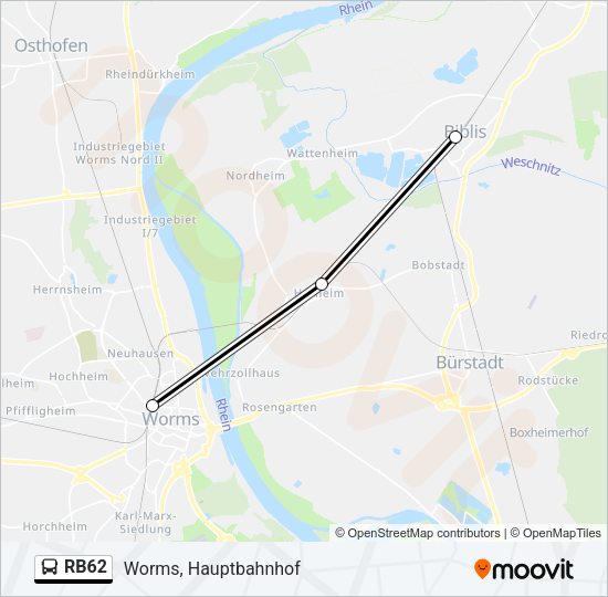 RB62 Bus Line Map