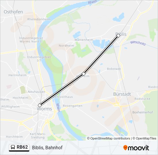 RB62 Bus Line Map