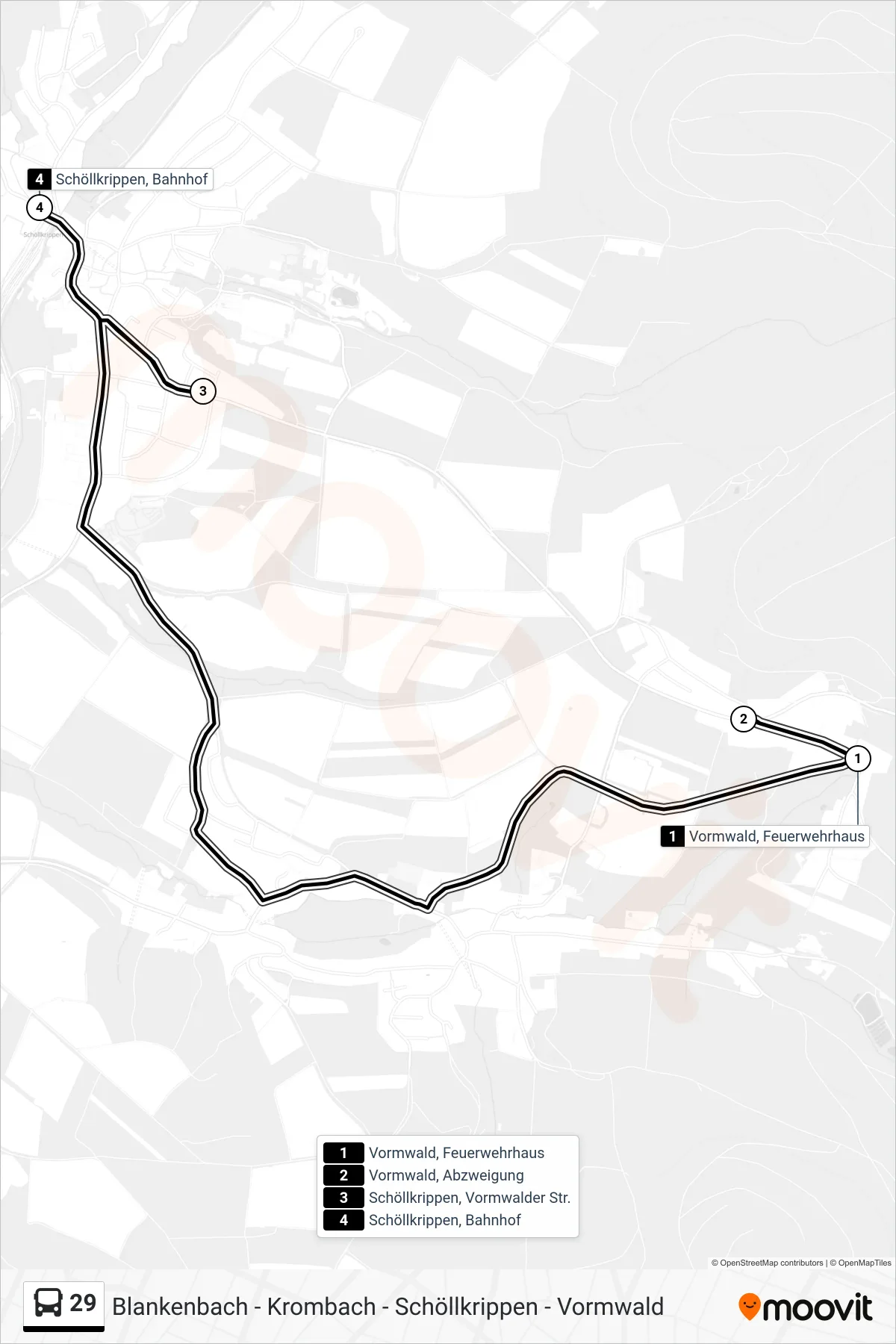Linie 29 (Bus) Richtung Schöllkrippen, Bahnhof: Route und Haltestellen auf der Karte