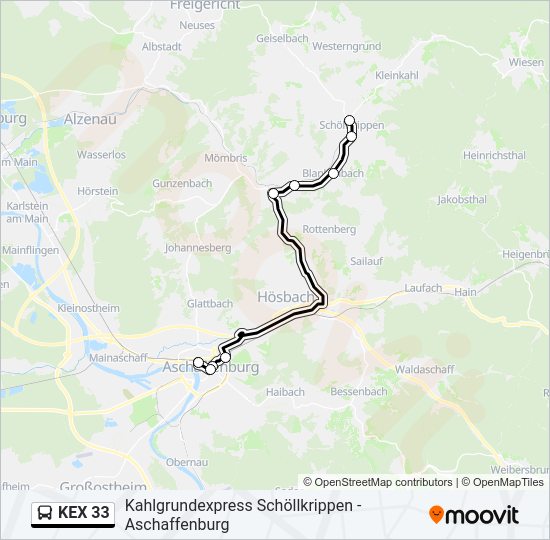 KEX 33 Bus Line Map