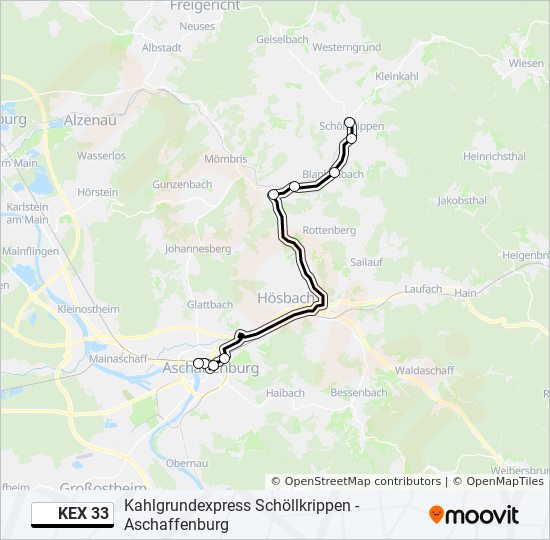 Автобус KEX 33: карта маршрута