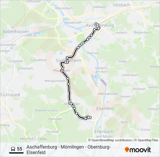 55 Bus Line Map