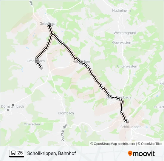 25 Bus Line Map