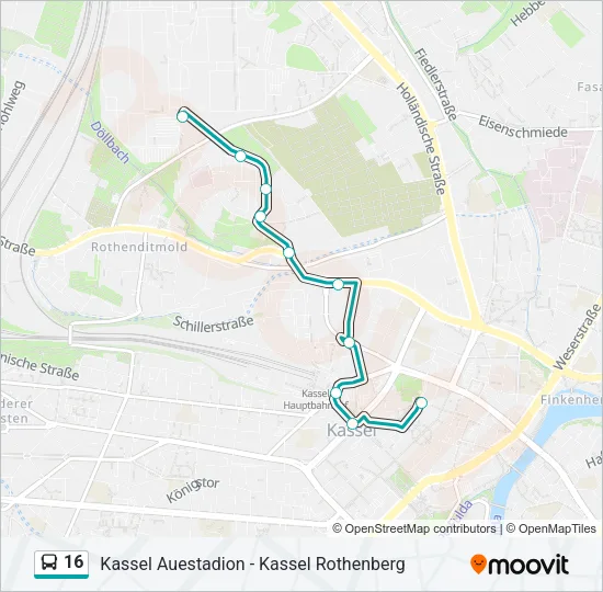 16 Bus Line Map