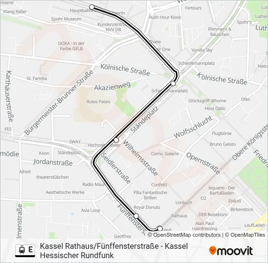 Straßenbahnlinie E Karte