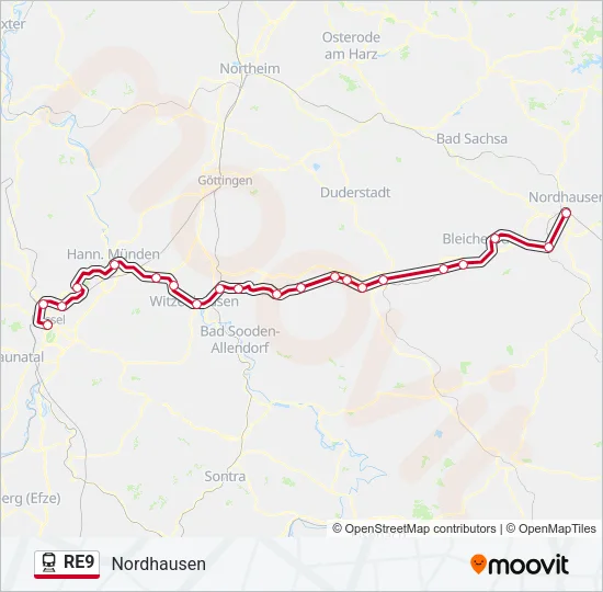 RE9 Train Line Map