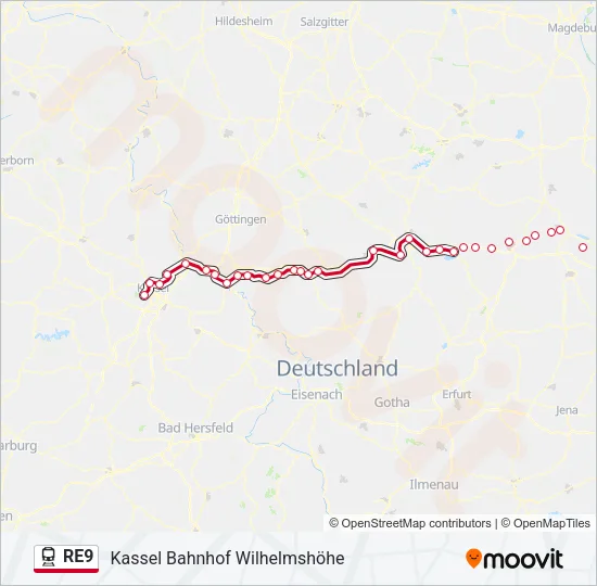 RE9 Train Line Map