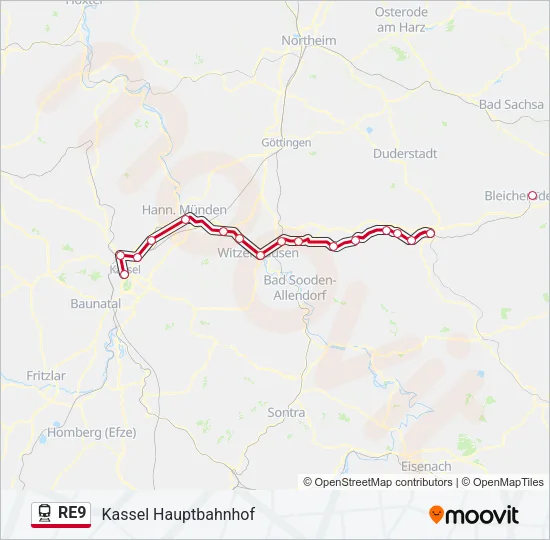 RE9 Train Line Map