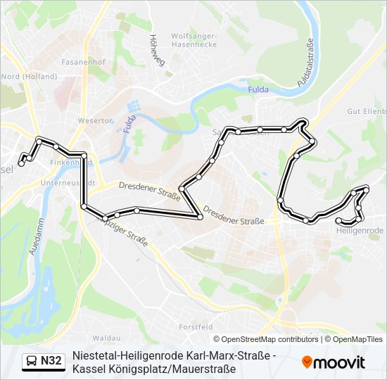 Автобус N32: карта маршрута