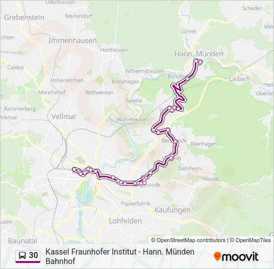 30 Bus Line Map