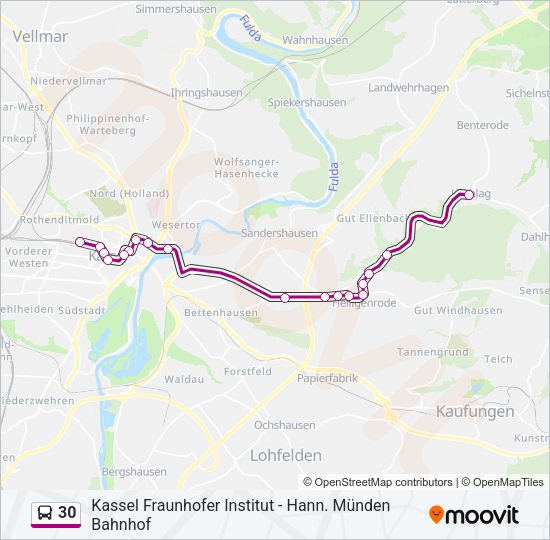 Автобус 30: карта маршрута